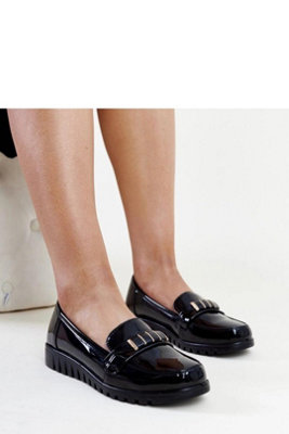 Mocassin Patent Loafers With Decorative Strap And Rubber Sole from B&Q