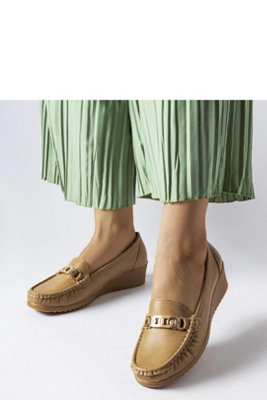 Breathable Slip On Moccasins Wedge Heel Buckle Loafers from B&Q