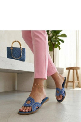 Delicate Slip On Sandals With Zircon Embellishment Low Heel from B&Q