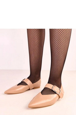 B&Q Pointed Toe Ballet Flats With Large Buckle Eco Leather Insole