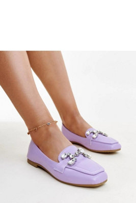 Purple Mali Moccasins With Zircon Buckle Square Toe Slip On from B&Q