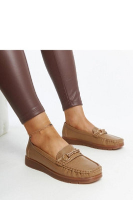Anisah Buckle Slip On Loafers Suede Faux Leather Rubber Sole from B&Q