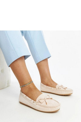  - Light Brown Suede Moccasin Slip On Flat Comfort Rubber Sole