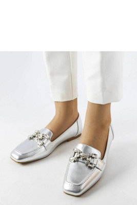 Elegant Silver Zircon Slip On Moccasins Marechal Brown Sole from B&Q