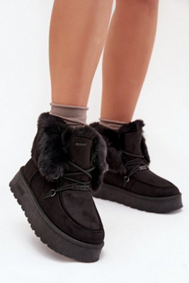 Snow Boots Waterproof Suede Platform With Faux Fur Lining from B&Q