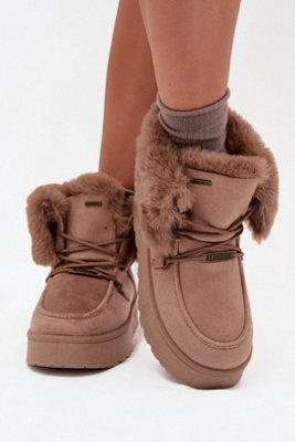 Snow Boots With Waterproof Membrane Platform Suede Fur Lining from B&Q