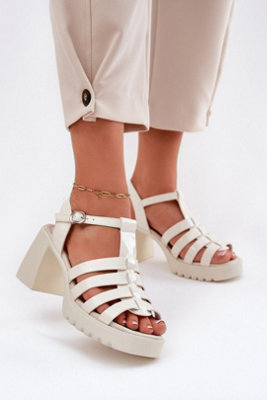Patent Leather Platform Heel Sandals With Column Heel Style from B&Q