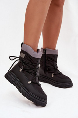 Snow Boots With Fur Lining Platform Zip Fasten Winter Footwear from B&Q
