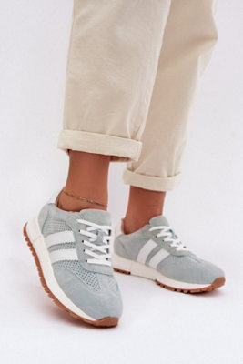 Natural Suede Sport Sneakers With Dual Side Straps Leather Insole from B&Q