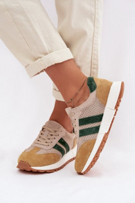 Natural Suede Sport Sneakers Side Straps Soft Leather Insole from B&Q