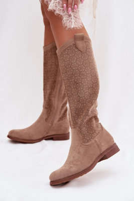 Sbarski Openwork Suede Ankle Boots With Flat Heel Zip Closure from B&Q