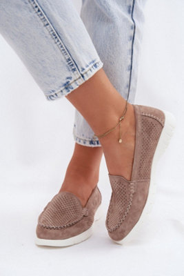 Vinceza Suede Perforated Moccasin Slip On Comfort Flats from B&Q