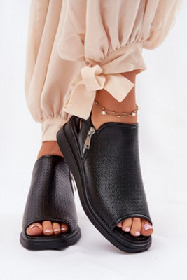 Jezzi Wedge Sandals Eco Leather Slip On Zipper Comfort Day from B&Q