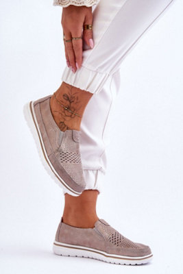 Natural Leather Lace Front Platform Loafer With Elastic from B&Q
