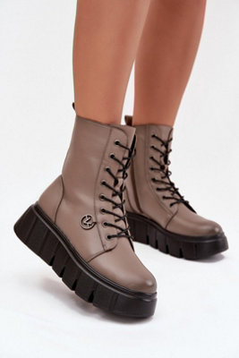 Comfort Platform Ankle Boots With Lace And Zip Closure Insulated from B&Q