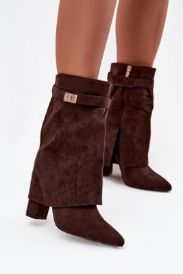 Elegant Rolled Cuff Ankle Boots With Pointed Toe Zip Closure from B&Q