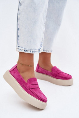 Suede Platform Moccasins With Rounded Toe For Everyday Style from B&Q