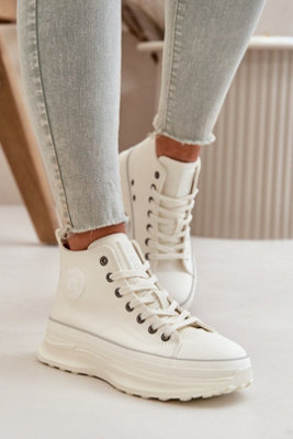 Big Star Pu Leather Look Platform Sneakers Lace Rounded Toe from B&Q