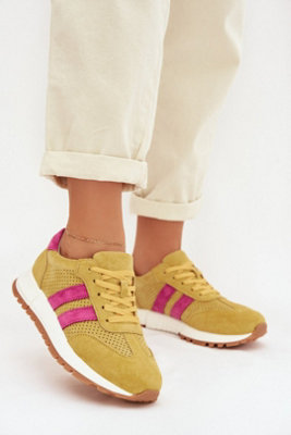 Natural Suede Sneaker With Side Straps And Soft Leather Insole from B&Q