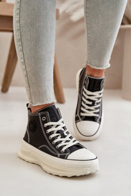 Big Star Platform Pu Leather Look Lace Up Sneakers All Day from B&Q