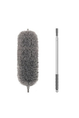  - Extendable Long Feather Duster Retractable Cobweb Brush Grey