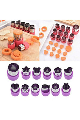 12 Piece Fruit Vegetable Cookie Stamp Cutter Mold Set Purple from B&Q