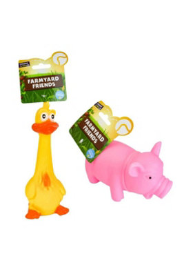 Pet Dog Squeaky Farmyard Animal Chew Toy Assorted Latex