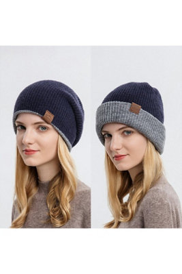 Unisex Navy Thermal Knit Beanie Hat Soft Warm Winter Windproof from B&Q