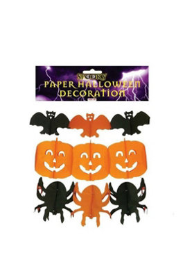  - Paper Halloween Decoration Bats Pumpkins Spiders 3M Assorted