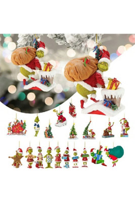  - 20Pc Grinch Acrylic Christmas Tree Hanging Ornament Pendants