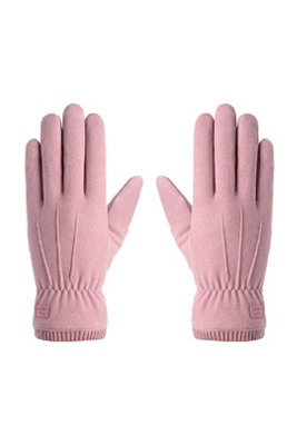 Touch Screen Winter Fleece Lined Gloves Elastic Cuff Pink