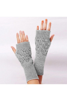 Winter Arm Hand Warmers Knit Long Fingerless Gloves Soft Mittens from B&Q