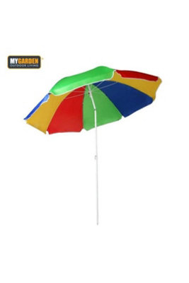1.8M Beach Parasol Waterproof Tilt Sunshade Umbrella Colored from B&Q