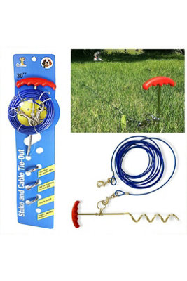Dog Tie Out Cable Stake 30Ft 16In Spiral Anti Rust Leash Chain from B&Q