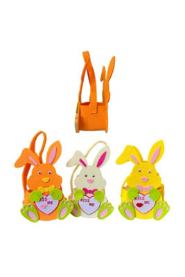 Small Felt Gift Bag Easter Valentine Kiss Me Rabbit Design from B&Q
