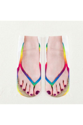 3D Flip Flop Pattern Cotton Blend Anti Skid Boat Ankle Socks from B&Q