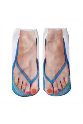 Blue 3D Pattern Flip Flop Funny Novelty Boat Ankle Socks from B&Q