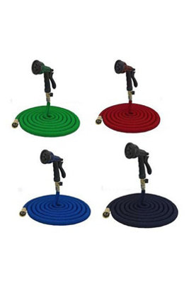 100Ft Flexible Garden Hose Water Spray Nozzle Gun Pipe Expandable from B&Q