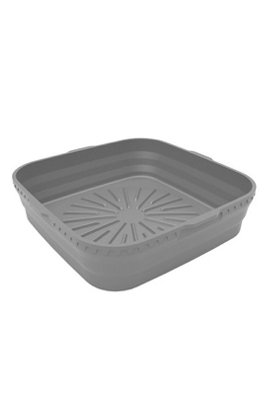 Square Silicone Air Fryer Reusable Baking Basket Liner Grey from B&Q