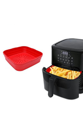 Square Silicone Air Fryer Liner Baking Basket Nonstick Red from B&Q