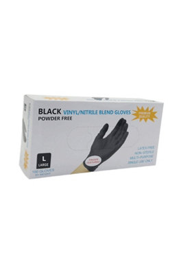  - 100 Pack Disposable Powder Free Latex Free Nitrile Gloves Black L