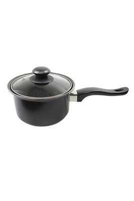 20Cm Aluminum Nonstick Sauce Pan With Tempered Glass Lid from B&Q