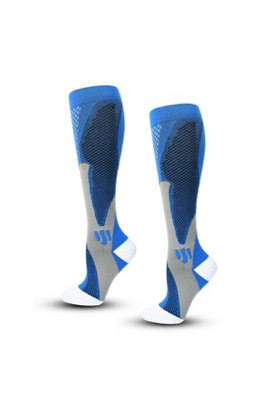  - One Pairs Compression Socks Sports Calf Running Blue Lxl