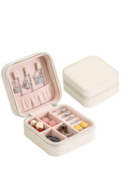 Pu Leather Travel Jewelry Organizer Box Single Layer White from B&Q