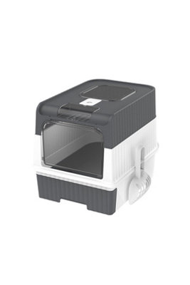  - Large Anti Splash Cat Litter Box Drawer Self Cleaning Pan Grey