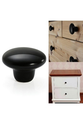 38mm Black Ceramic Single Hole Cupboard Knob Drawer Pull