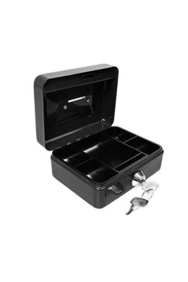  - 12 Inch Lockable Metal Cash Box With 2 Keys Change Tray