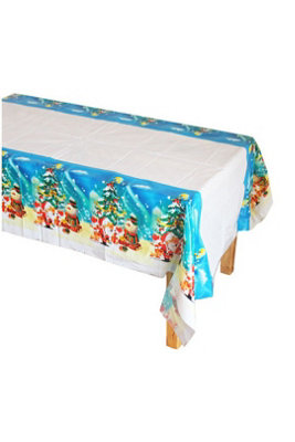 Disposable Christmas Table Cloth 108X180Cm Rectangular Pe from B&Q