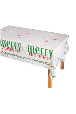 Disposable Christmas Rectangular Pe Tablecloth Xmas Party Decor from B&Q