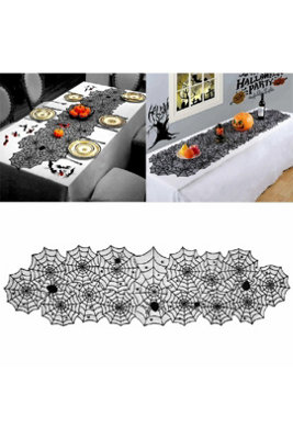 Black Lace Spider Web Table Runner 18X72 Inch Reusable Polyester from B&Q